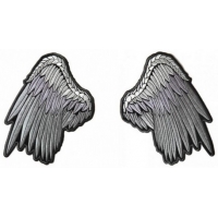 Silver Angel Wings 2 Piece Patch Set | Embroidered Patch